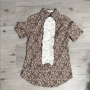 Stephan Dou Black and Pink Floral Shirt